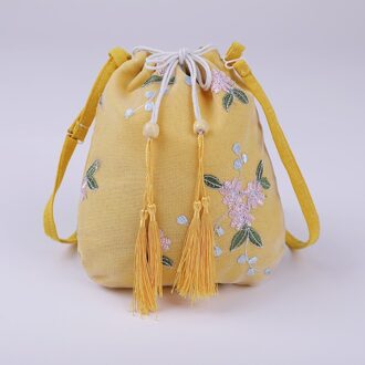 Chinese Oude Stijl Tas Mori Serie Kleine Tas Canvas Messenger Bag Fairy Purse Hanfu Oude Stijl Schoudertas geel