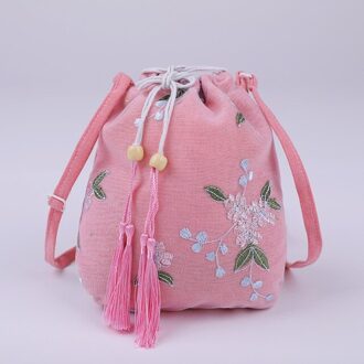Chinese Oude Stijl Tas Mori Serie Kleine Tas Canvas Messenger Bag Fairy Purse Hanfu Oude Stijl Schoudertas Roze