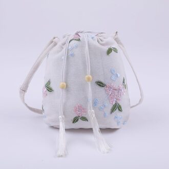 Chinese Oude Stijl Tas Mori Serie Kleine Tas Canvas Messenger Bag Fairy Purse Hanfu Oude Stijl Schoudertas wit