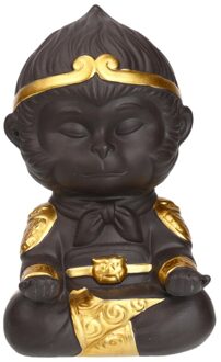 Chinese Paarse Klei Kung Fu Thee Set Thee Huisdier Monkey King Voor Thuis Thee Lade Decoratie Thee Dienblad Zon Wukong standbeelden Sculpturen Meditate