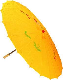 Chinese paraplu/decoratie parasol - oranje/geel - kunststof - 50 cm