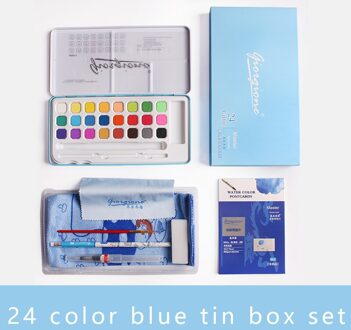 Chinese Schilderen Pigment 18/24/36 Kleuren Inkt Schilderij Plakken Water Kleur Pigment Studenten/Beginners Levert 24 kleuren blauw