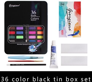Chinese Schilderen Pigment 18/24/36 Kleuren Inkt Schilderij Plakken Water Kleur Pigment Studenten/Beginners Levert 36 kleuren zwart