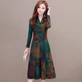 Chinese Stijl Dame Cheongsam Elegante Jurk Vestidso Vintage Bruid Bruiloft Qipao Elegante Oosterse Jaar Afdrukken Jurk Xxl