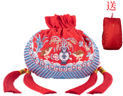 Chinese Stijl Dame Mevrouw Brocade Zak Cosmetische Tas Vrouwen Tas Mode Sporttas Schetsen Rugzak Houlders Zak rood zak