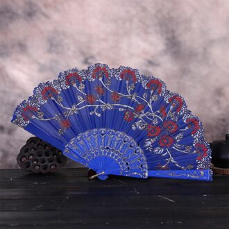 Chinese Stijl Dance Wedding Party Lace Silk Folding Handheld Bloem Fans Houten Chinese Stijl Hand Held Fans Wachlarz Drewniany