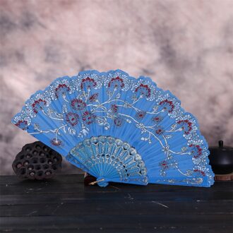 Chinese Stijl Dance Wedding Party Lace Silk Folding Handheld Bloem Fans Houten Chinese Stijl Hand Held Fans Wachlarz Drewniany