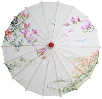 Chinese Stijl Olie Papier Paraplu Vrouwen Kersenbloesems Pioen Bloem Oude Dans Paraplu Mall Decoratieve Craft Paraplu A2