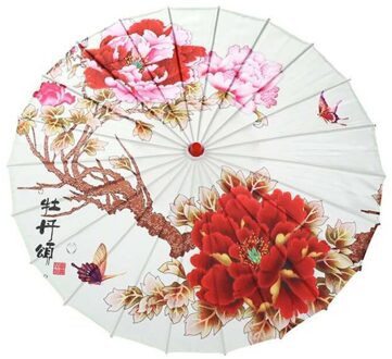 Chinese Stijl Olie Papier Paraplu Vrouwen Kersenbloesems Pioen Bloem Oude Dans Paraplu Mall Decoratieve Craft Paraplu