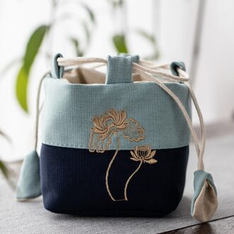Chinese Stijl Theekopje Opbergtas Katoen En Linnen Borduren Tas Draagbare Theepot Kom Reizen Doek Zak Met Touw Cup Zak LB443 color1