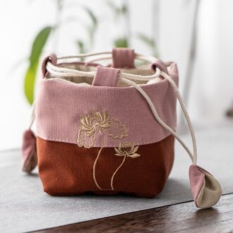 Chinese Stijl Theekopje Opbergtas Katoen En Linnen Borduren Tas Draagbare Theepot Kom Reizen Doek Zak Met Touw Cup Zak LB443 color5