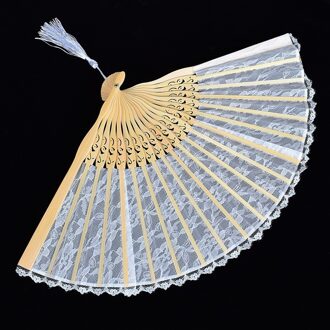 Chinese Stijl Vrouwen Folding Hand Fan Bamboe Kant Voor Wedding Party Kwast Hanger Mode Dance Fans