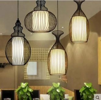 Chinese style Chinese style creative lantern Zen study dining room lamp simple modern living room gourd Pendant Lights WF1027