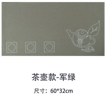 Chinese Thee Mat Borduurwerk Katoen En Linnen Zen Doek Tafelloper Thee Vlag Thee Gordijn Chinese Thee Lade Mat Thee accessoires groen 60x32cm