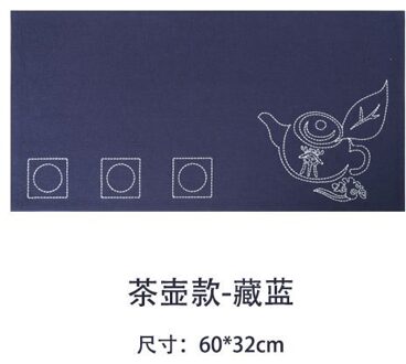Chinese Thee Mat Borduurwerk Katoen En Linnen Zen Doek Tafelloper Thee Vlag Thee Gordijn Chinese Thee Lade Mat Thee accessoires marine 60x32cm