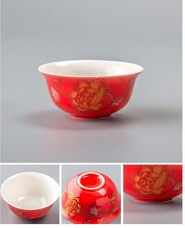 Chinese Traditionele Gouden Draak Thee Cup 1Pcs, Rode Keramische Theekopje Puer Cup Set, keramische Oven Top Grade Porselein 04