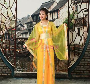Chinese Traditionele Vrouwen Tang Oude Kostuum Dans Hanfu Kostuums Prinses Dynastie Chinese Opera Jurk Goud