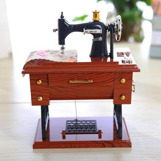 Chinese Vintage Music Box Mini Naaimachine Clockwork Power Stijl Mechanische Thuis Tafel Decor A2 30 +