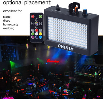 CHINLY 180 LEDs Strobe Flash Light Portable 35W RGB Remote Sound Control Strobe Speed Adjustable for Stage Disco Bar Party Club