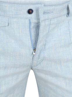 Chino Pico Pleat Cotton Linen Glencheck Lichtblauw - 102,25,26,46,48,50,52,54,58,98