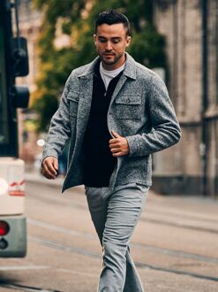 Chino Pico Pleat Flanel Print Grijs - 48,52,54,56