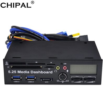 Chipal 5.25 "Media Dashboard Multifunctionele Usb 3.0 Voorpaneel Mmc Ms Xd Cf Tf Sd Kaartlezer 3.5Mm oortelefoon Mic Interface