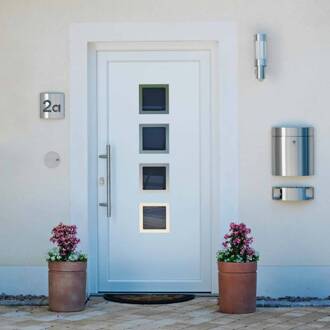 Chique buitenwandlamp 472 met bewegingssensor Roestvrij staal, wit