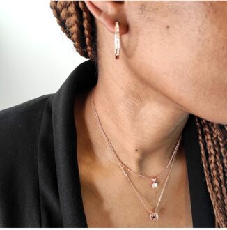 Chique Circle Twin Sets - Oostenrijks kristal Wit en roségoud - One Size