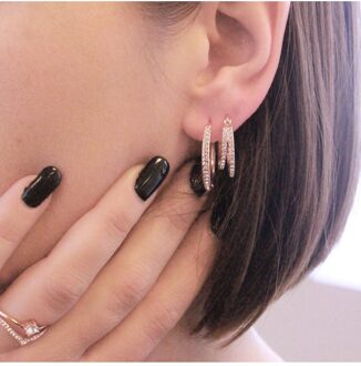 Chique oorbellen - Oostenrijks kristal - maat Wit en roségoud