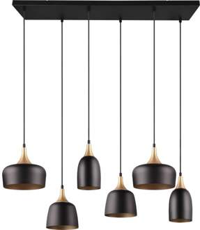 Chiraz Hanglamp 6x E14 Zwart, Goud