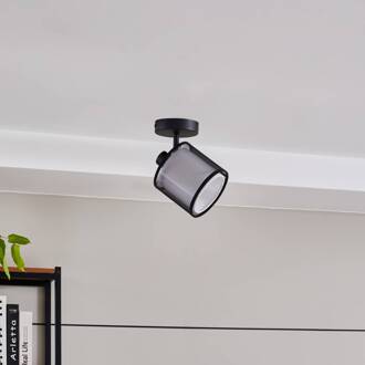 Chizoma plafondspot 1-lamp kap van stof zand zwart, wit
