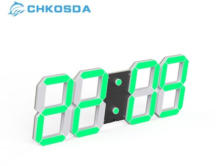 Chkosda Led Wandklokken Digitale Klokken Met Stopwatch 3D Countdown Timer Voor Thuis, Kantoor, Boerderij Decor zwart kader groen