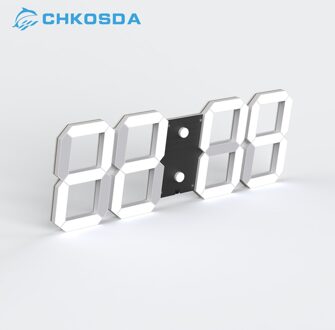 Chkosda Led Wandklokken Digitale Klokken Met Stopwatch 3D Countdown Timer Voor Thuis, Kantoor, Boerderij Decor zwart kader wit