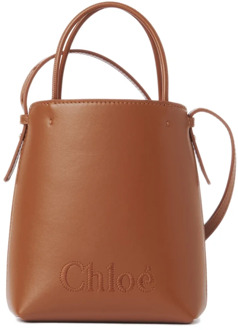 Chloe Bruine Leren Handtas - Trendy Collectie Chloé , Brown , Dames - ONE Size