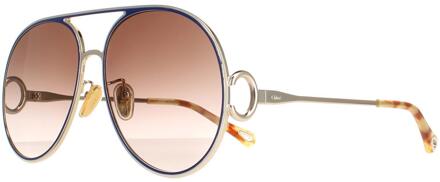 Chloe Chloe Aviator Dames Gold Blauw Bruin Gradient CH0145S Goud - One Size