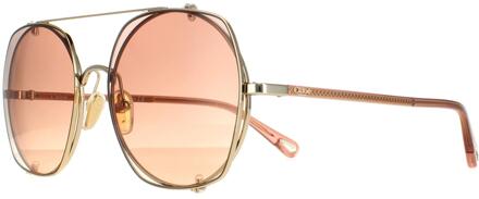 Chloe Chloe Aviator Dames Gold Bruin Gradient Ch0042s Goud - One Size