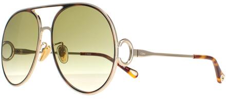 Chloe Chloe Aviator Dames Gold Havana Green Gradiënt CH0145S - maat Goud