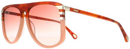 Chloe Chloe Aviator Dames Shiny Blonde Havana Oranje gradiënt CH0104S Bruin - One Size