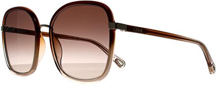 Chloe Chloe Square Womens Crystal Brown Lichtroze Bruin Gradiënt met Lichtspiegel CH0031S