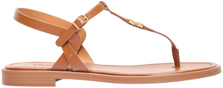 Chloe Leren sandalen met teenpost Chloé , Brown , Dames - 37 EU