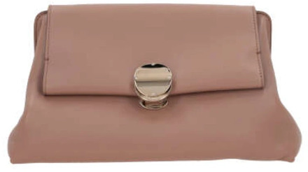 Chloe Roze Leren Clutch met Gouden Hardware Chloé , Brown , Dames - ONE Size