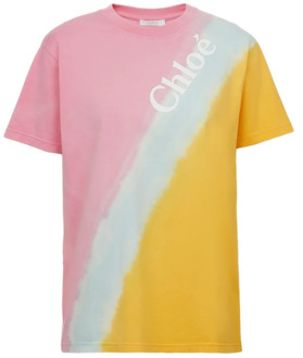 Chloe Tie-Dye Logo Print T-Shirt Chloé , Multicolor , Dames