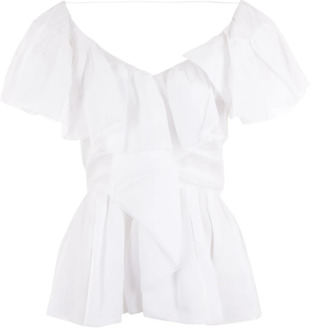 Chloe Witte Voile Top met Ruches Chloé , White , Dames - S,Xs