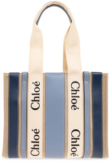 Chloe Woody Medium shopper tas Chloé , Blue , Dames - ONE Size