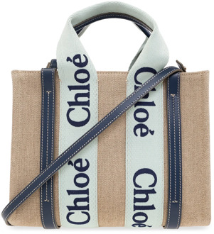 Chloe ‘Woody Small’ shopper tas Chloé , Beige , Dames - ONE Size