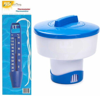 Chloordrijver/chloordispenser groot voor tabletten 200 gram incl waterthermometer - Zwembadreinigingsmiddelen