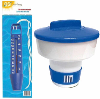 Chloordrijver/chloordispenser groot voor tabletten 200 gram incl waterthermometer - Zwembadreinigingsmiddelen