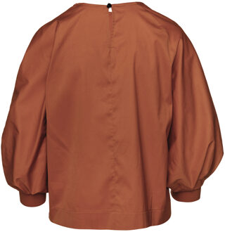 Chocola top met bisschopmouwen van Conquista Bruin