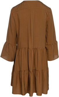 Chocolade bruin jurk met geplooide naden - L