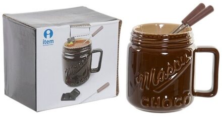 Chocolade Fondue Dkd Home Decor (4 Stuks) Porselein